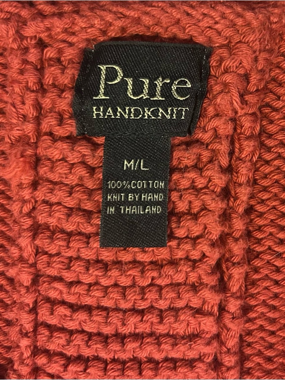 Anthropologie Pure Handknit Chunky Cardigan Sweater Rust Red Knit Button-Up ❤️‍🔥